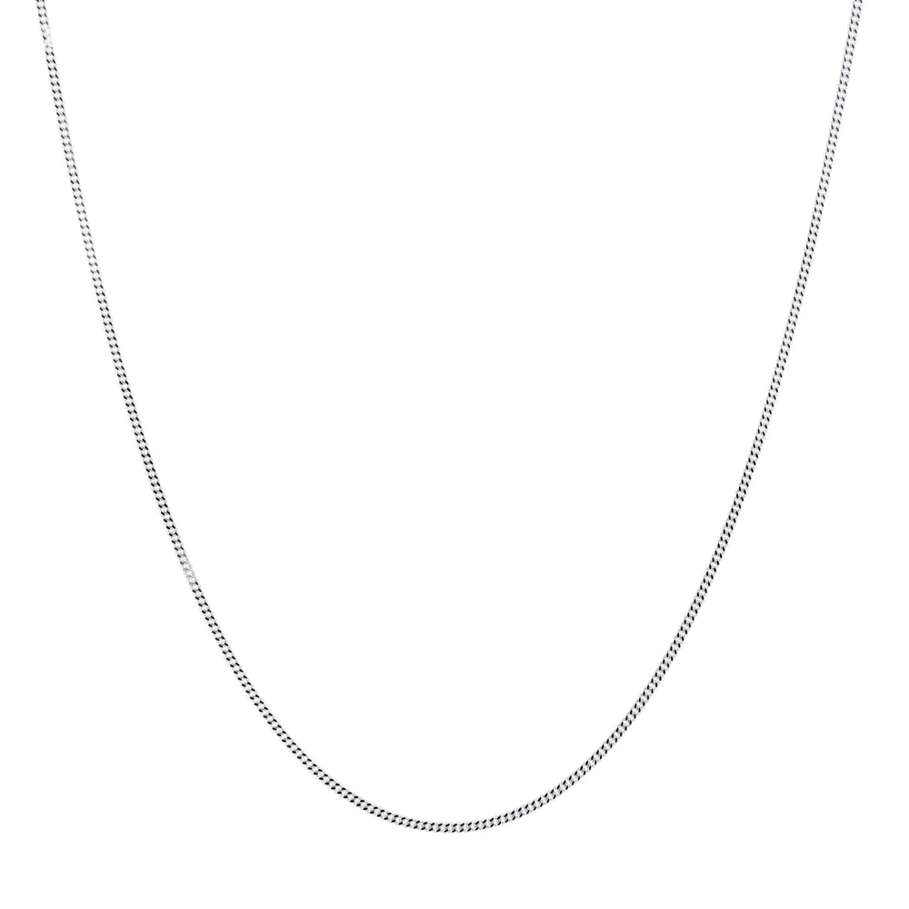 9ct White Gold 1mm 16/18" Curb Chain