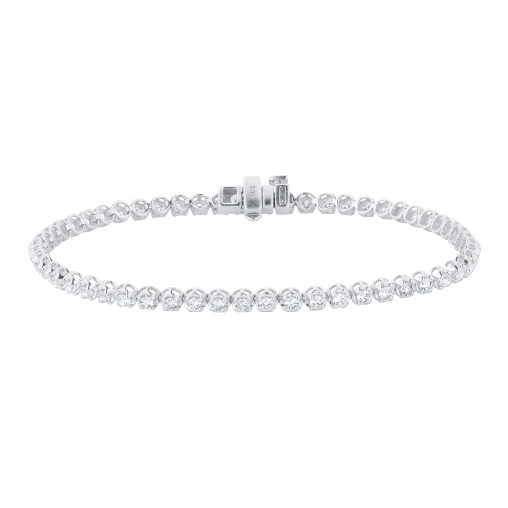 9ct White Gold 2.00cttw Brilliant Cut Diamond Line Bracelet