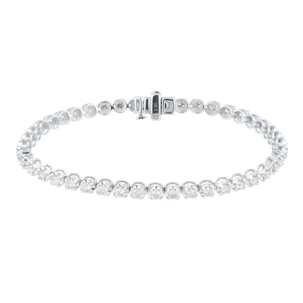 9ct White Gold 2.50cttw Brilliant Cut Diamond Line Bracelet