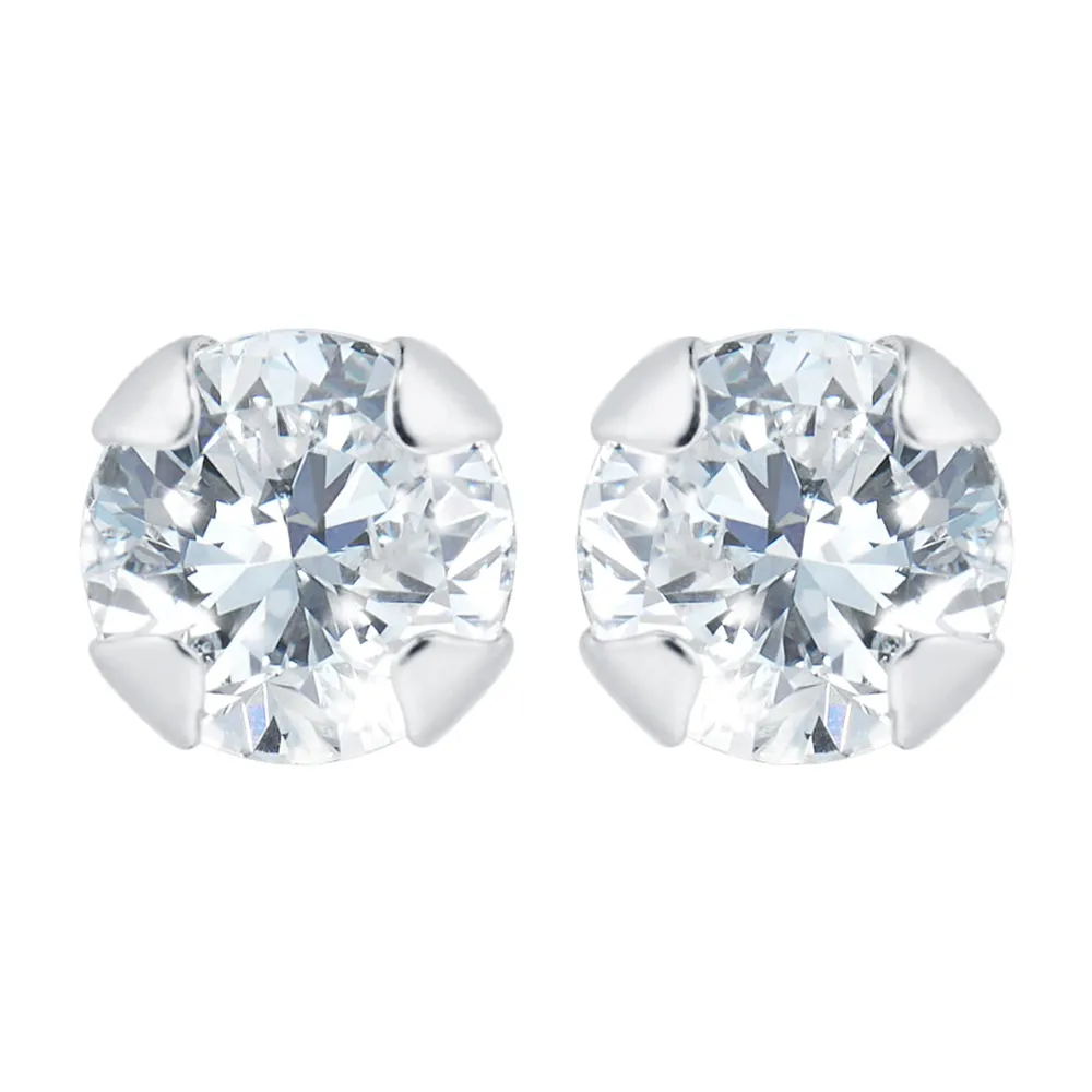 9ct White Gold 3mm Cubic Zirconia Stud Earrings