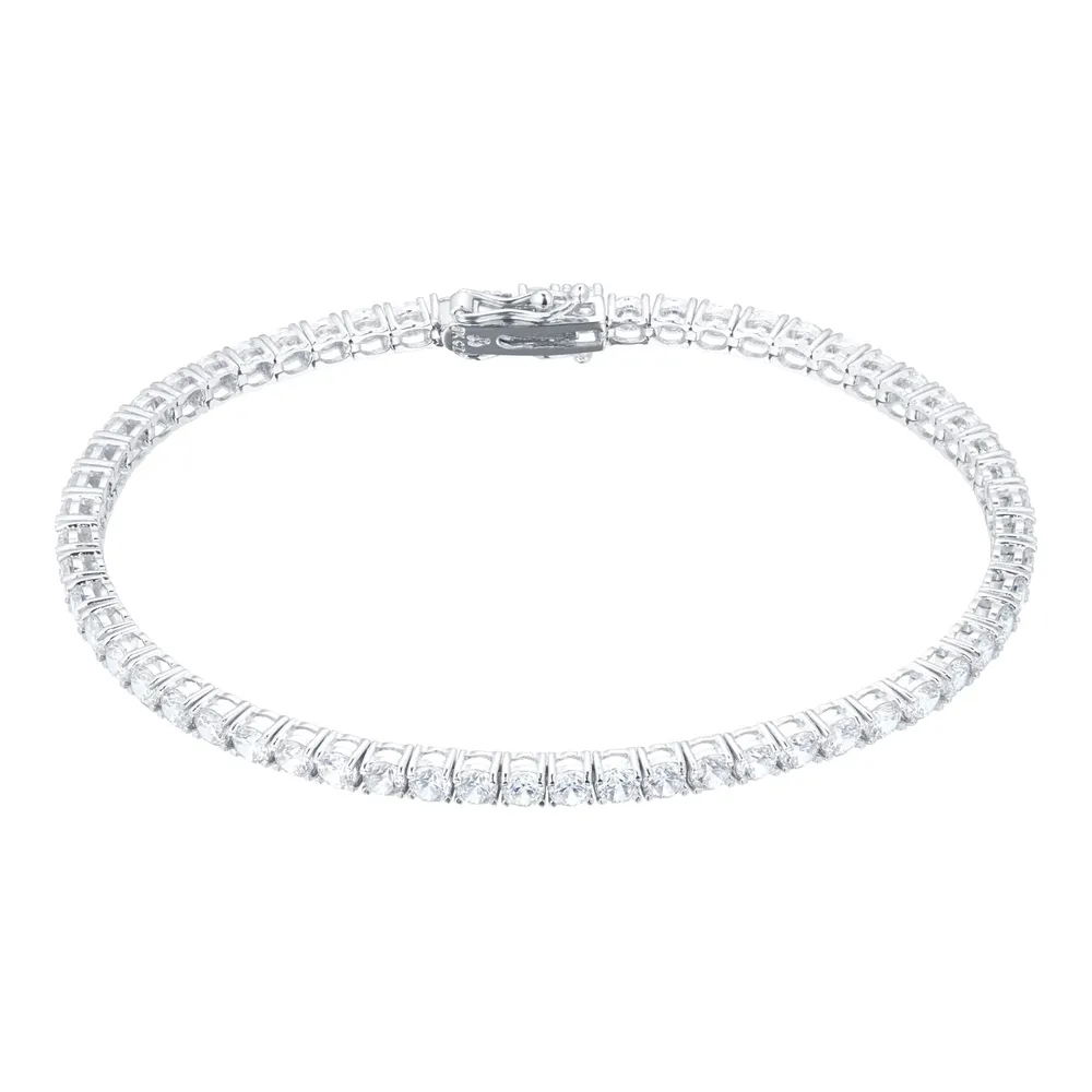 9ct White Gold 3mm Cubic Zirconia Tennis Bracelet