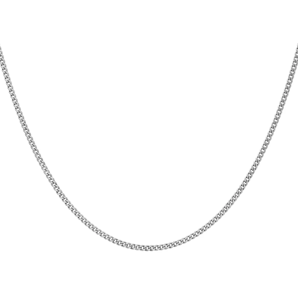 9ct White Gold 40-45cm (16-18 inch) Curb Chain 0.8 Width