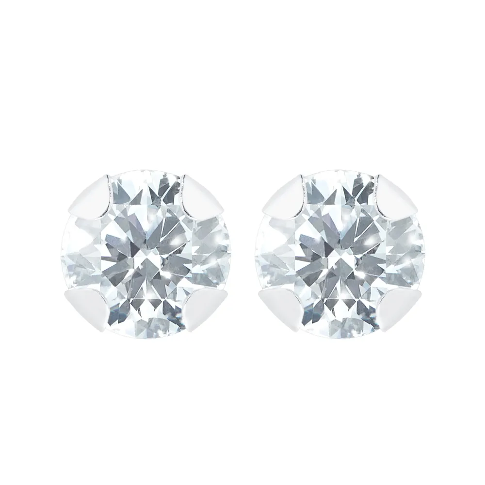 9ct White Gold 5mm Cubic Zirconia Stud Earrings