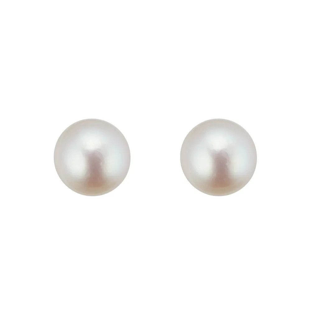 9CT White Gold 6-6.5MM Akoya Pearl Stud Earrings