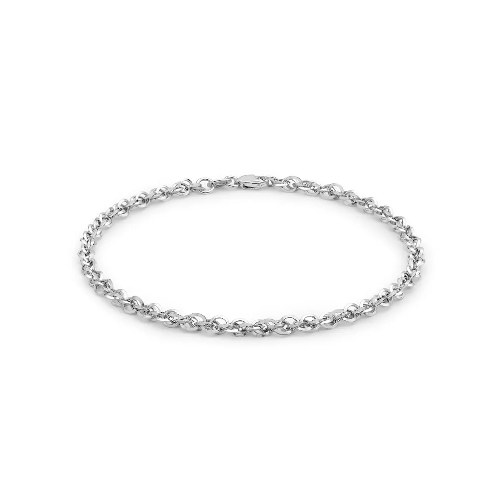 9ct White Gold 60 Diamond Cut Prince of Wales Bracelet