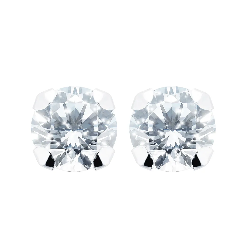 9ct White Gold 7mm Cubic Zirconia Stud Earrings