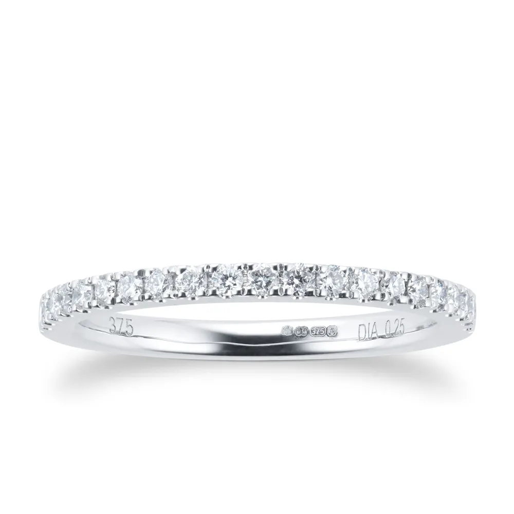9ct White Gold Claw Set Skinny 0.25ct Diamond Ring
