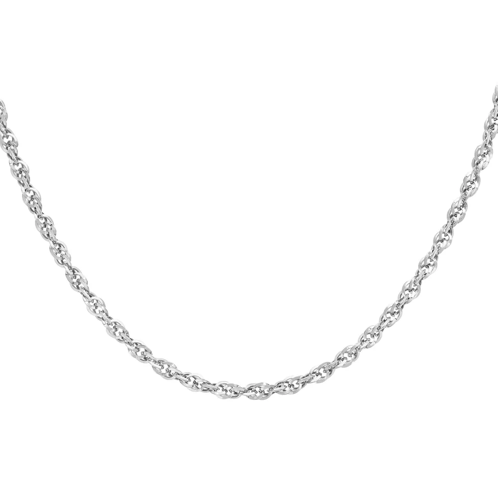 9ct White Gold Diamond Cut 46cm Chain