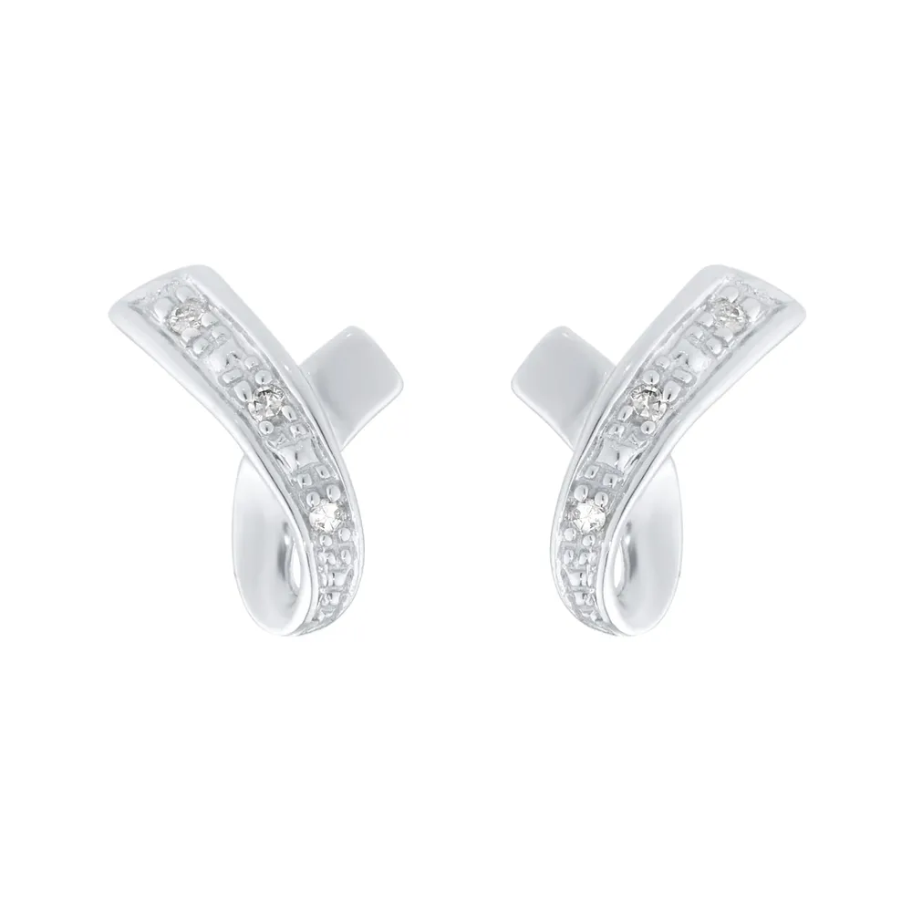 9ct White Gold Diamond Kiss Stud Earrings