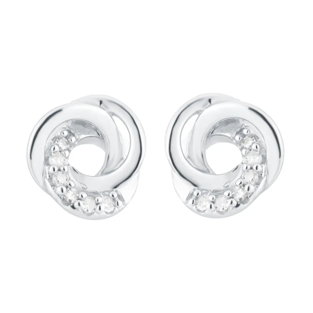 9ct White Gold Diamond Knot Stud Earrings
