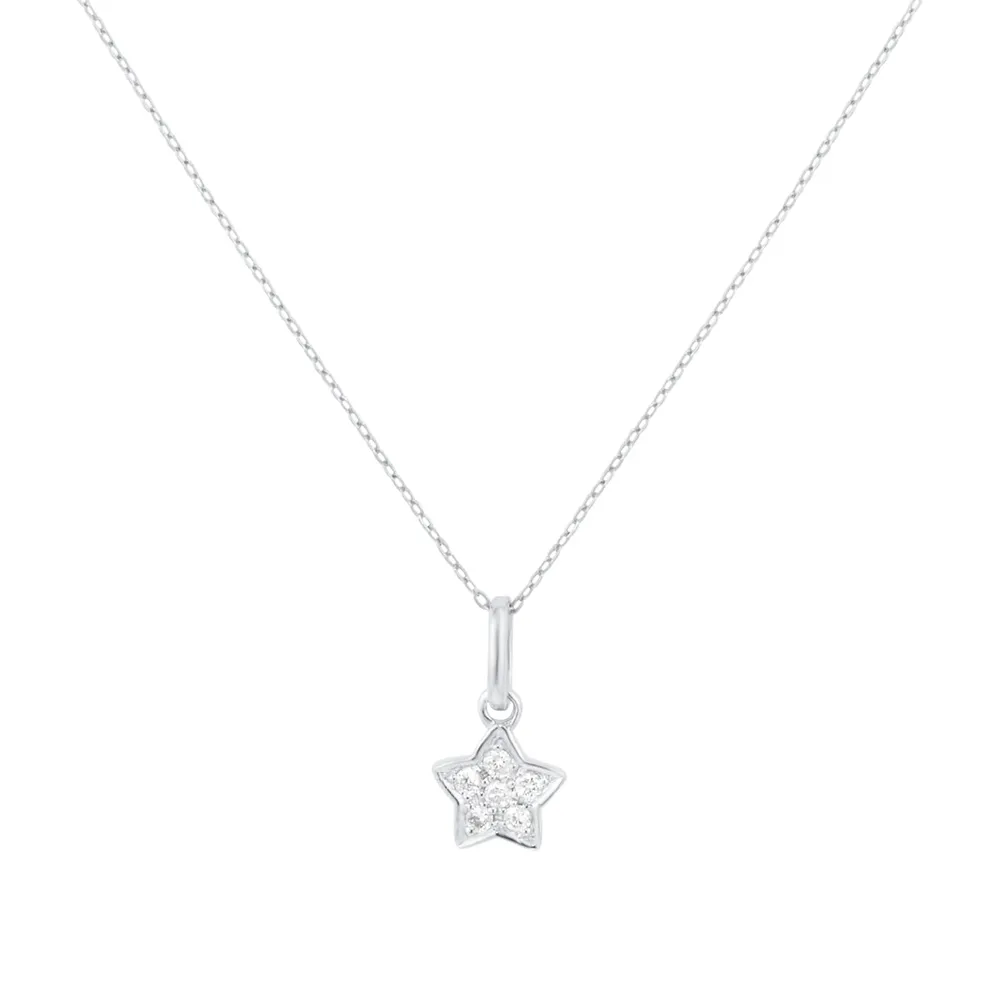 9ct White Gold Diamond Star Pendant