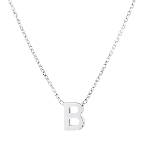 Goldsmiths 9ct White Gold Letter B Initial Pendant Necklace