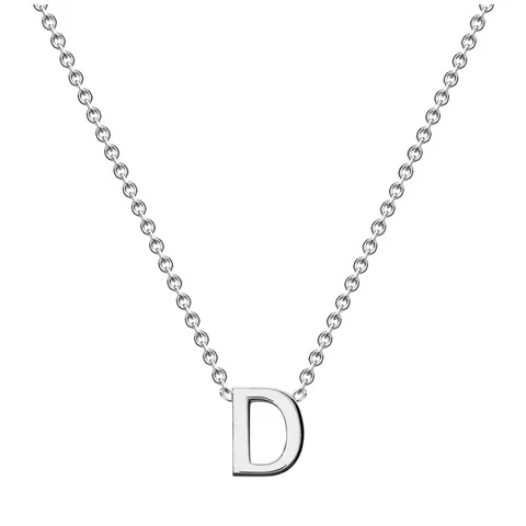 Goldsmiths 9ct White Gold Letter D Initial Pendant Necklace