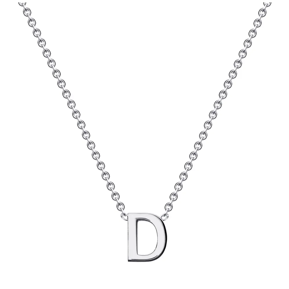 9ct White Gold Letter D Initial Pendant Necklace