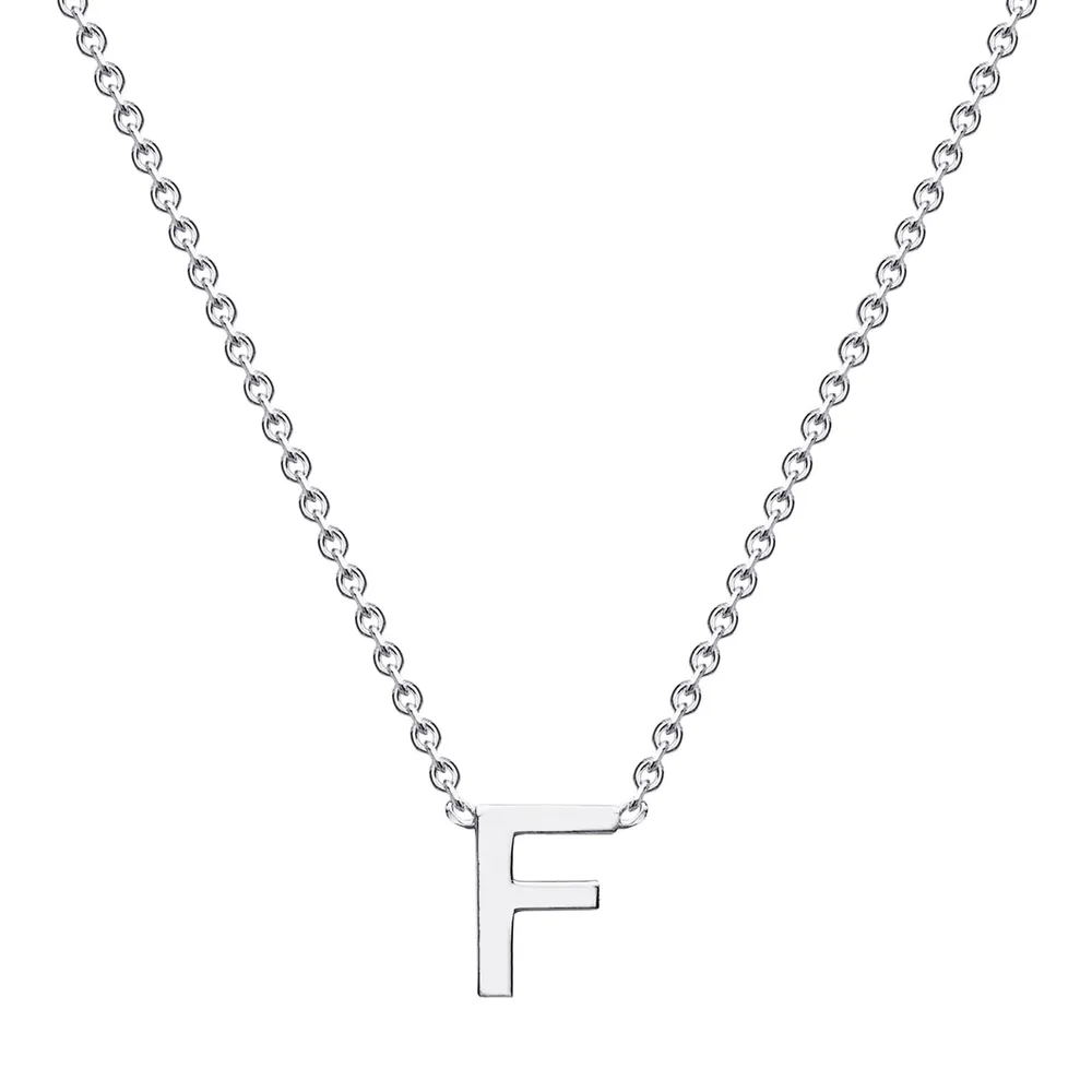9ct White Gold Letter F Initial Pendant Necklace
