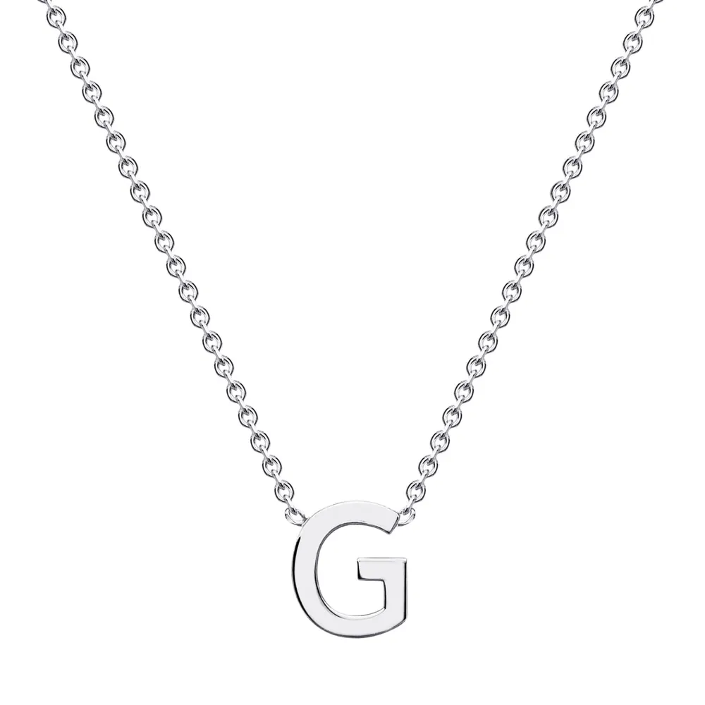 9ct White Gold Letter G Initial Pendant Necklace