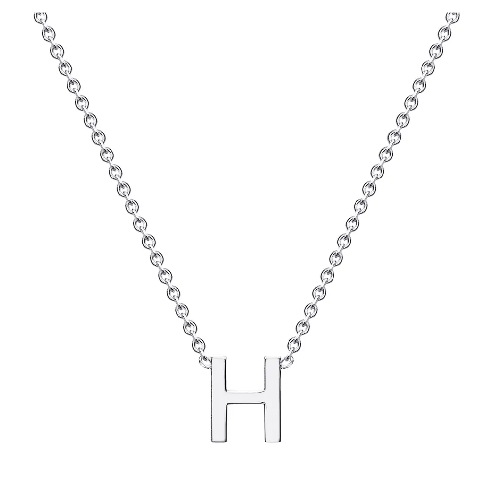 9ct White Gold Letter H Initial Pendant Necklace