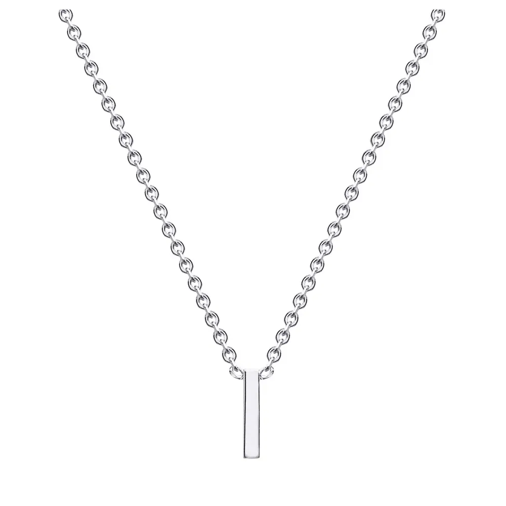 9ct White Gold Letter I Initial Pendant Necklace