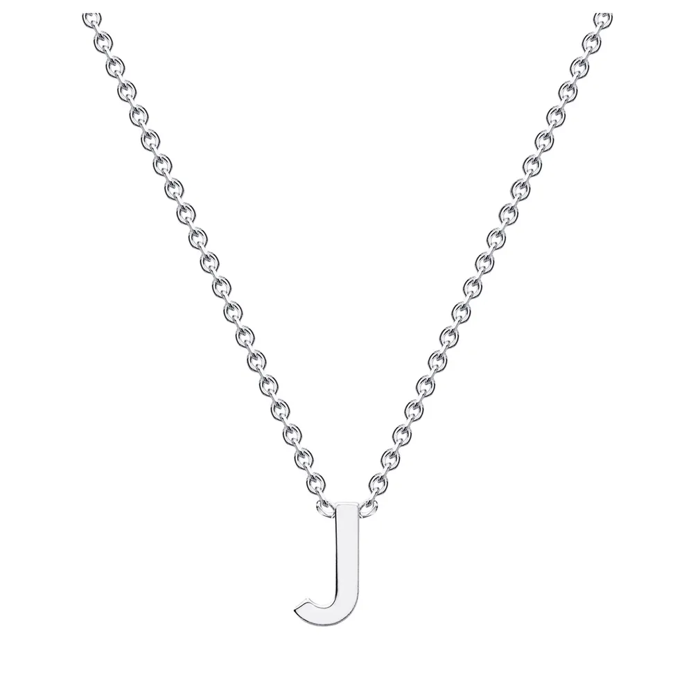 9ct White Gold Letter J Initial Pendant Necklace
