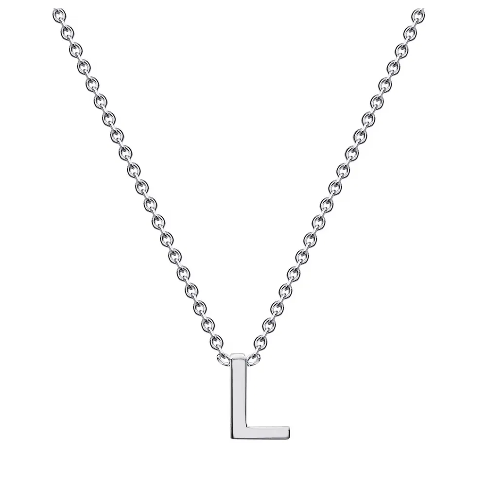 9ct White Gold Letter L Initial Pendant Necklace