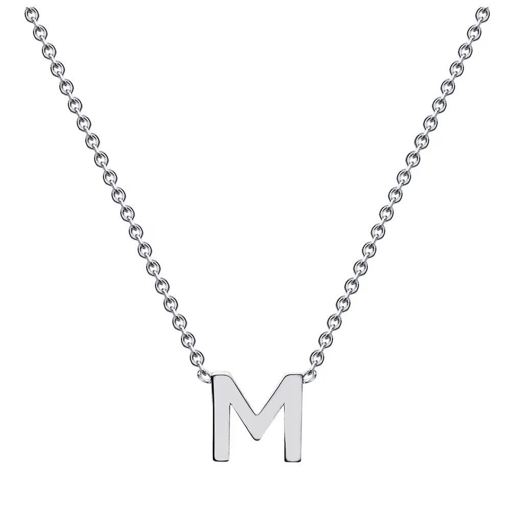 9ct White Gold Letter M Initial Pendant Necklace