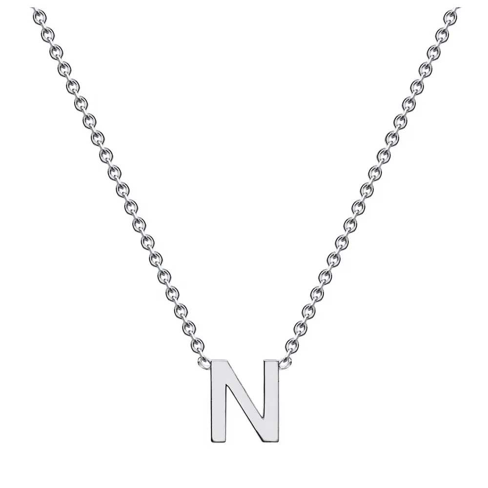 9ct White Gold Letter N Initial Pendant Necklace