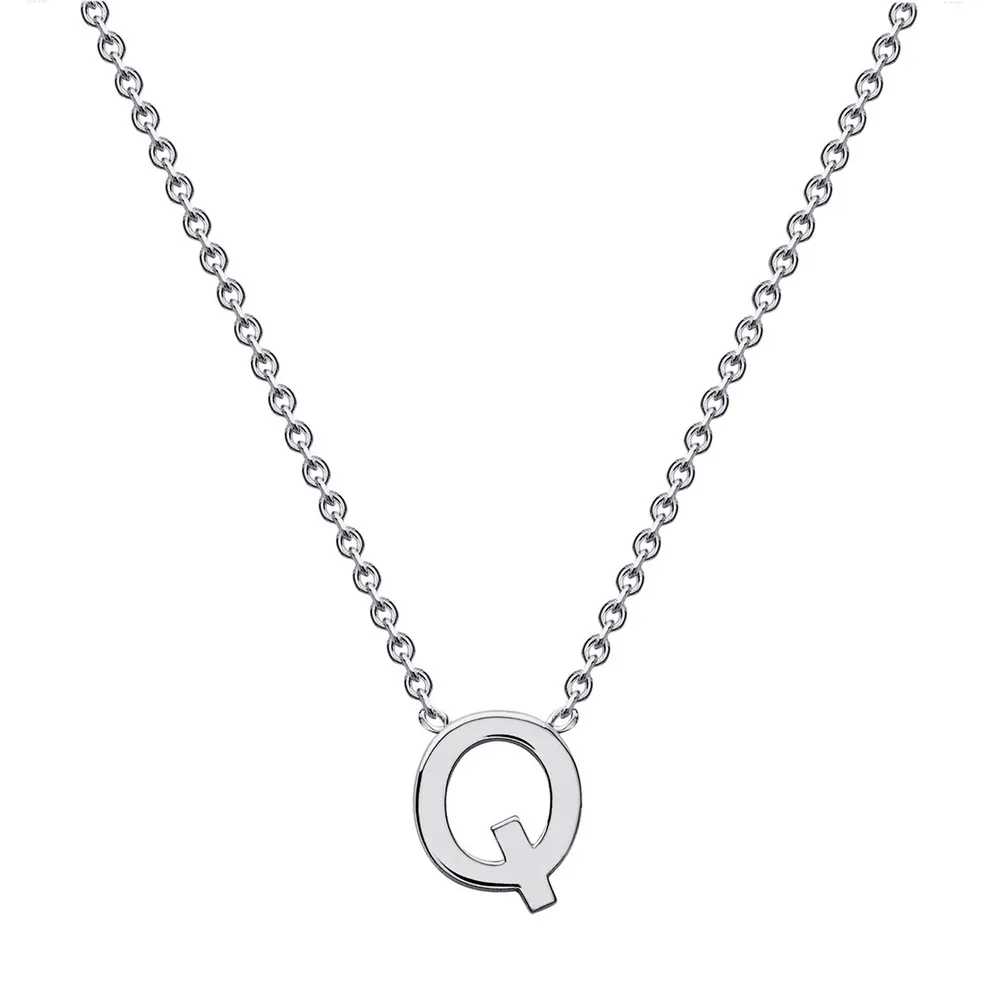 9ct White Gold Letter Q Initial Pendant Necklace