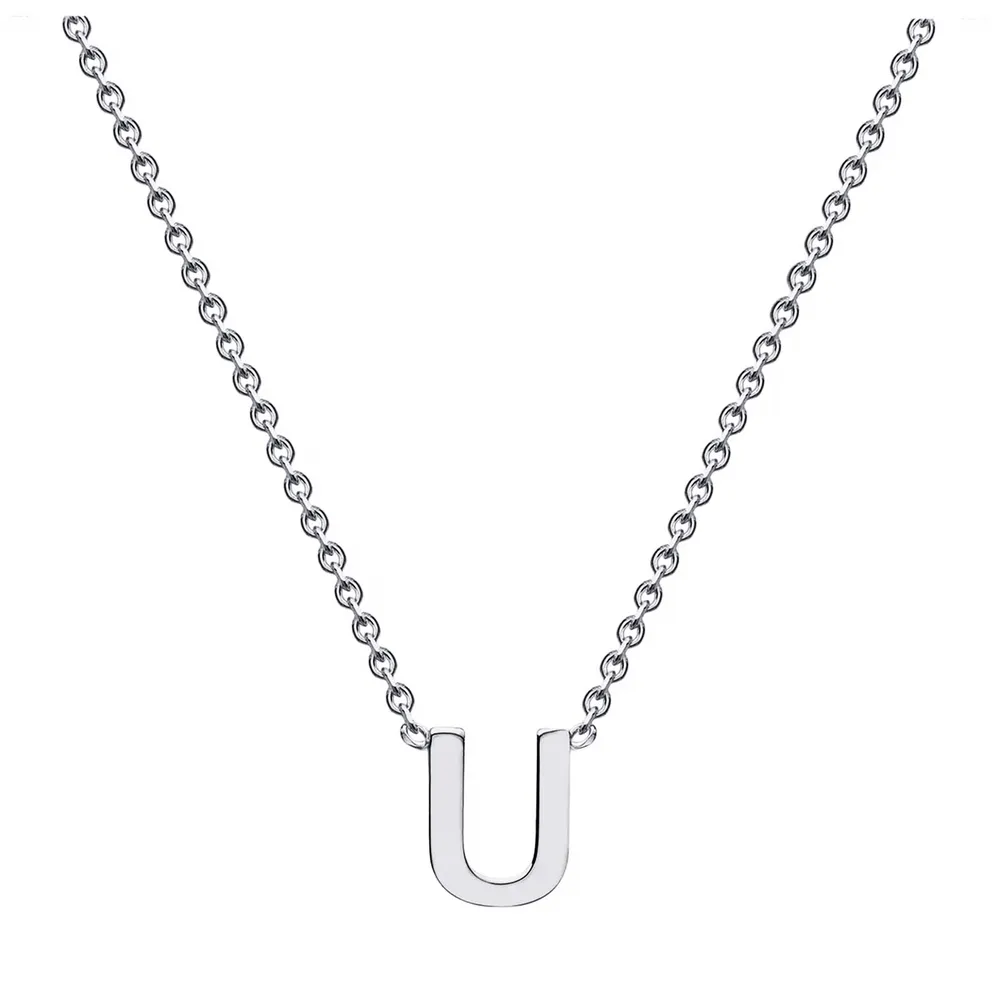 9ct White Gold Letter U Initial Pendant Necklace