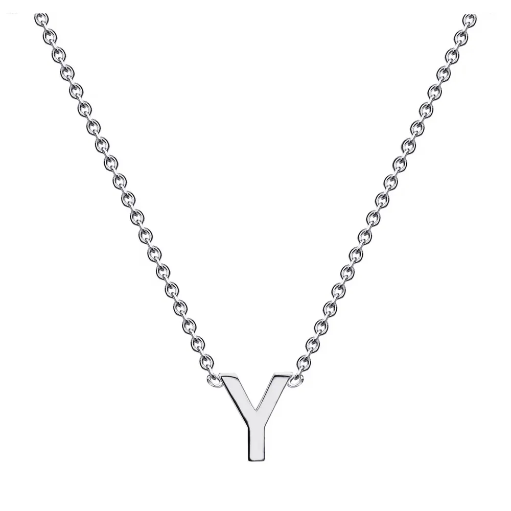 9ct White Gold Letter Y Initial Pendant Necklace