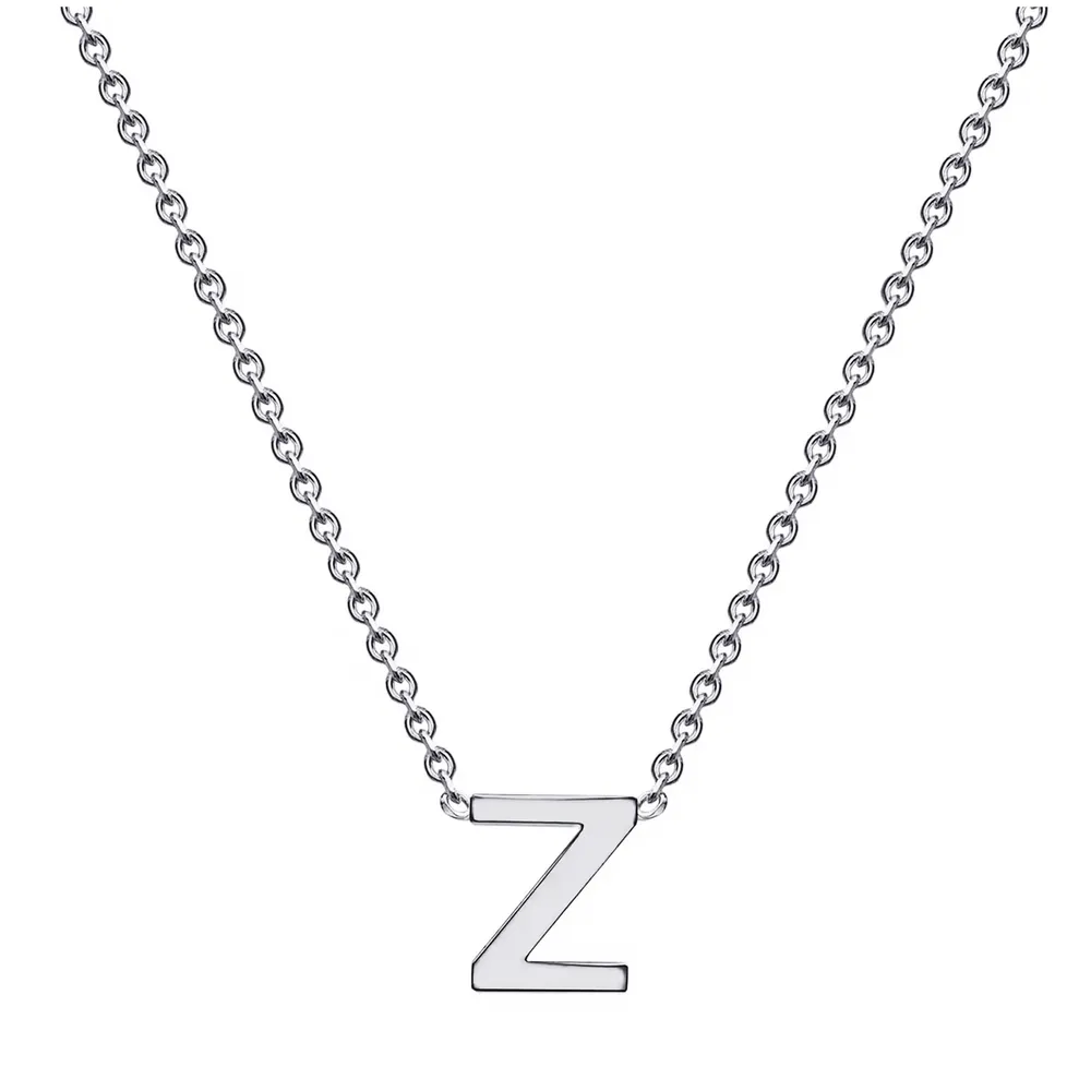 9ct White Gold Letter Z Initial Pendant Necklace
