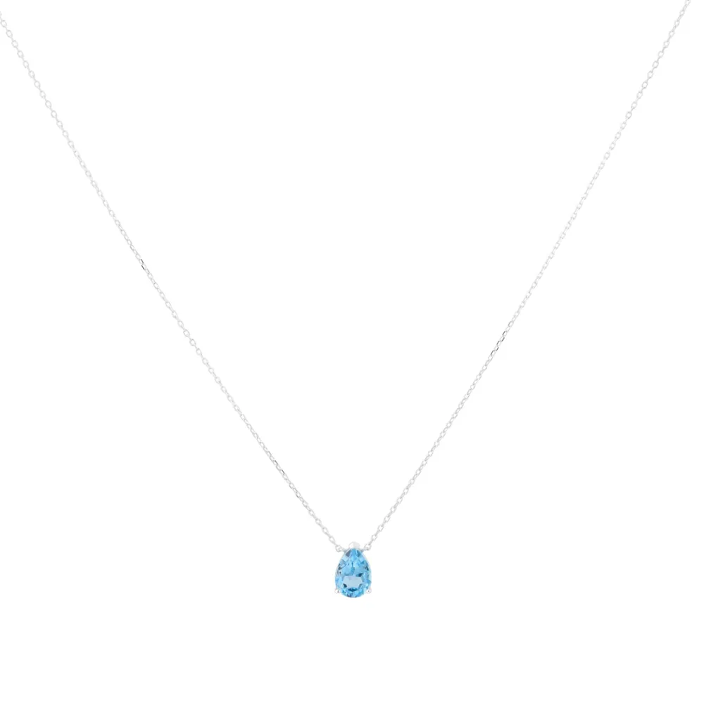 9ct White Gold Pear Cut Swiss Blue Topaz Pendant