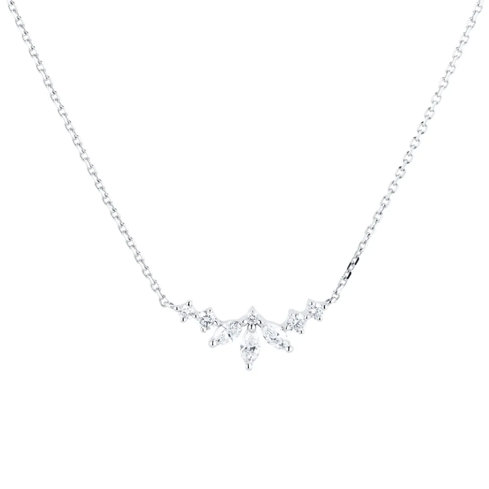 9ct White Gold Petal Smile Necklace