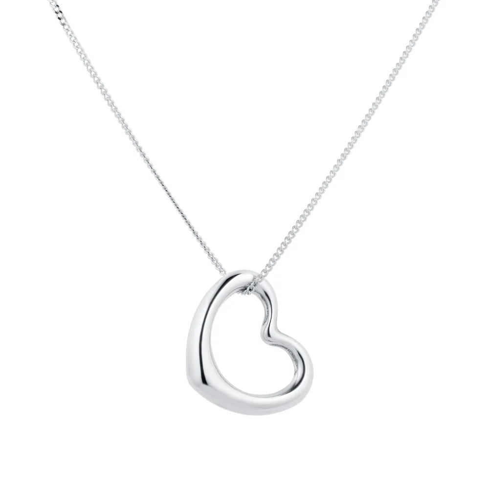 9ct White Gold Plain Heart Pendant
