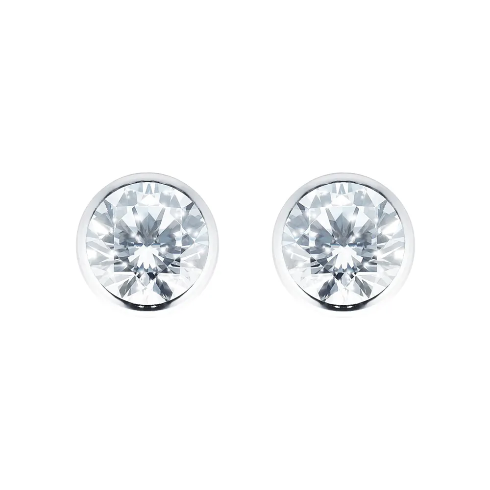 9ct White Gold Rub over Cubic Zirconia Stud Earrings