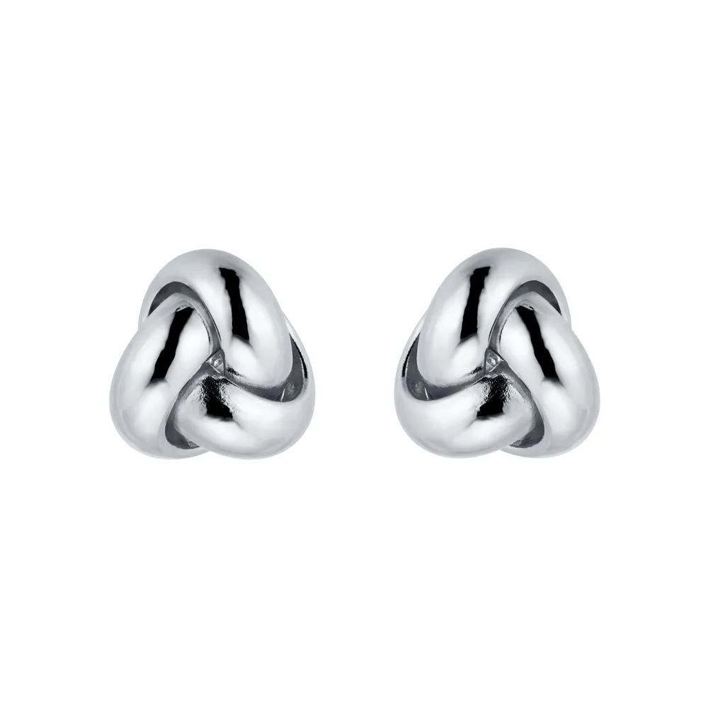 9ct White Gold Small Knot Stud Earrings