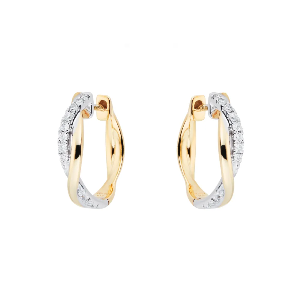 9ct Yellow And White 0.15ct Infinity Hoop