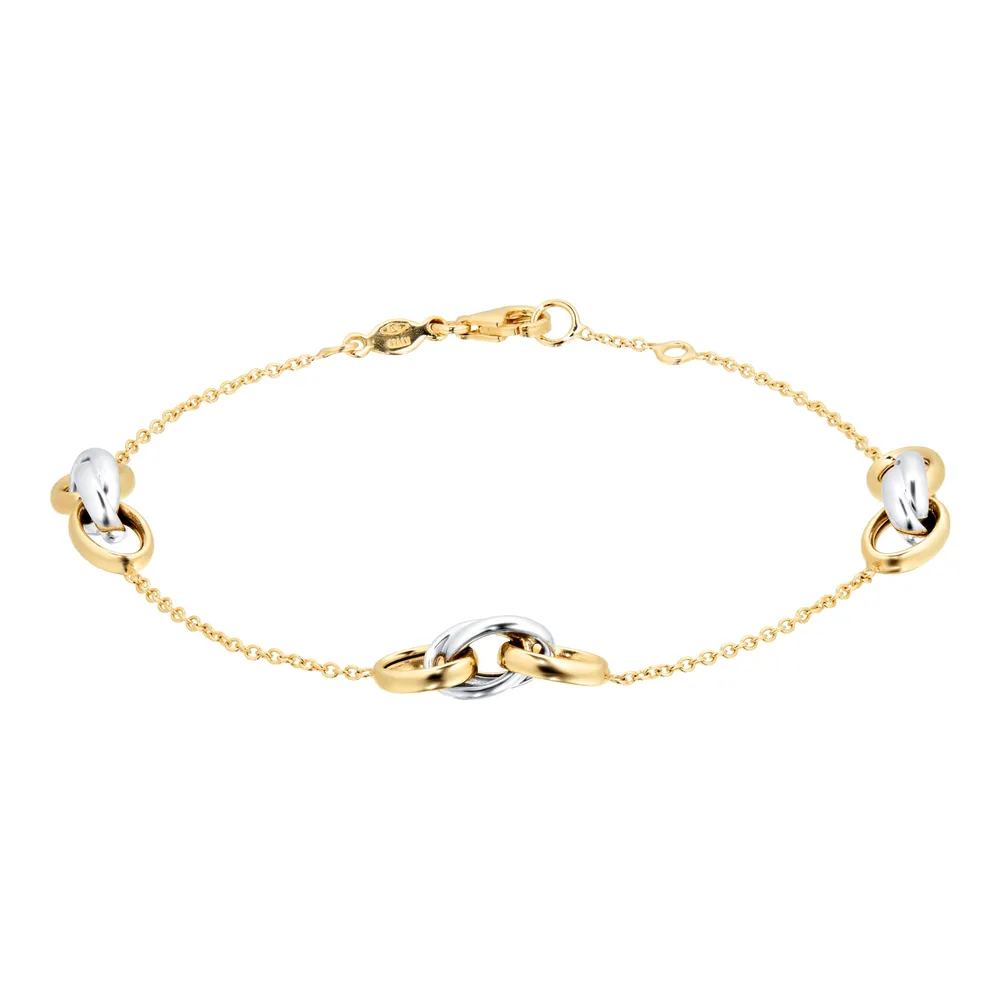 9ct Yellow & White Gold Linked Rings Bracelet