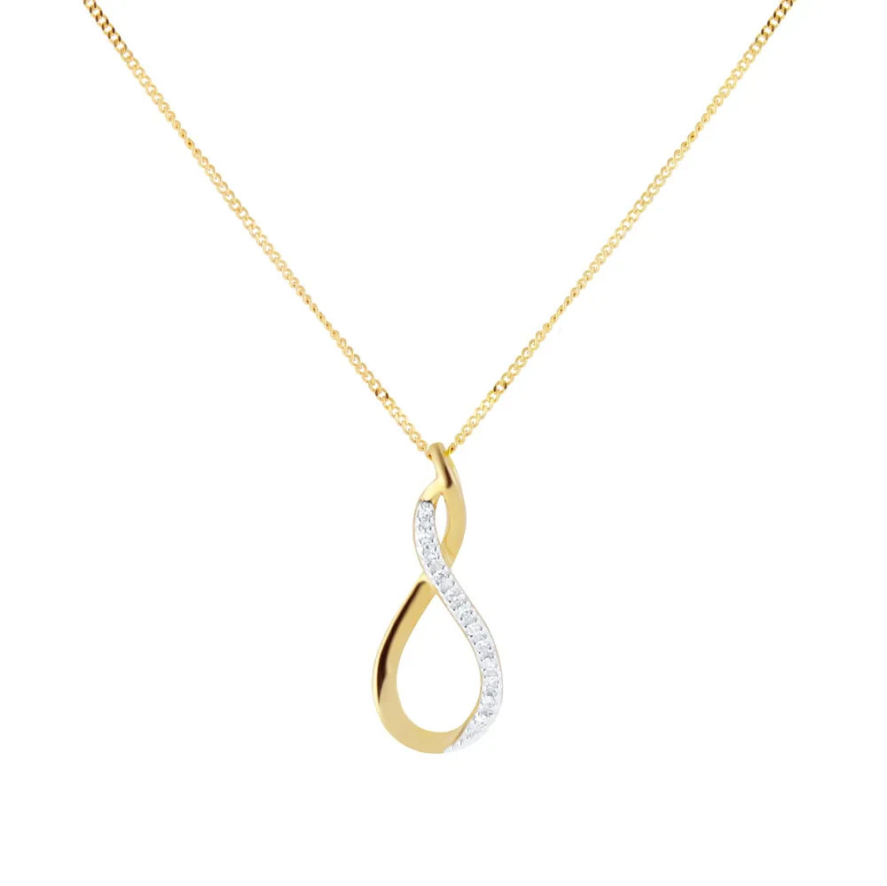 9ct Yellow Gold 0.03cttw Diamond Figure 8 Pendant