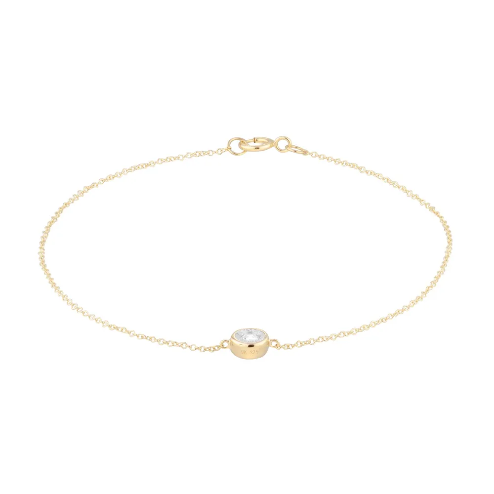 9ct Yellow Gold 0.08cttw Diamond Birthstone Bracelet