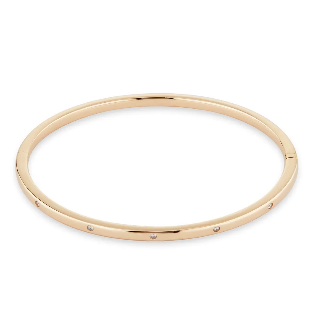 9ct Yellow Gold 0.08cttw Diamond Set Bangle