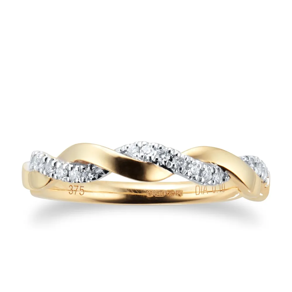 9ct Yellow Gold 0.10ct Twist Style Diamond Ring