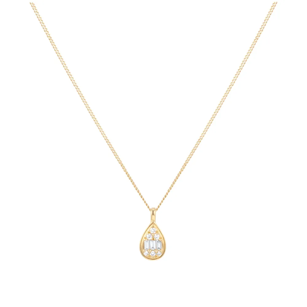 9ct Yellow Gold 0.10cttw Diamond Pear Shape Cluster Pendant