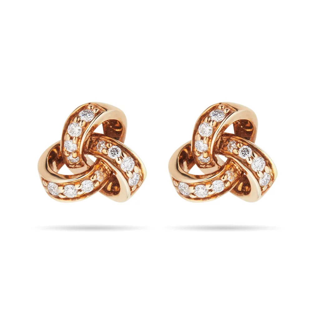 9ct Yellow Gold 0.15ct Diamond Knot Stud Earrings