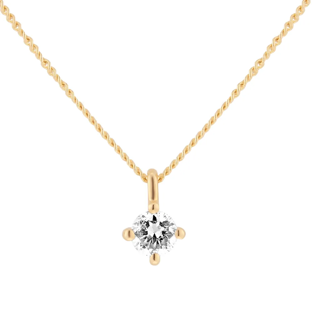 9ct Yellow Gold 0.15cttw Brilliant Cut Diamond Solitaire Pendant