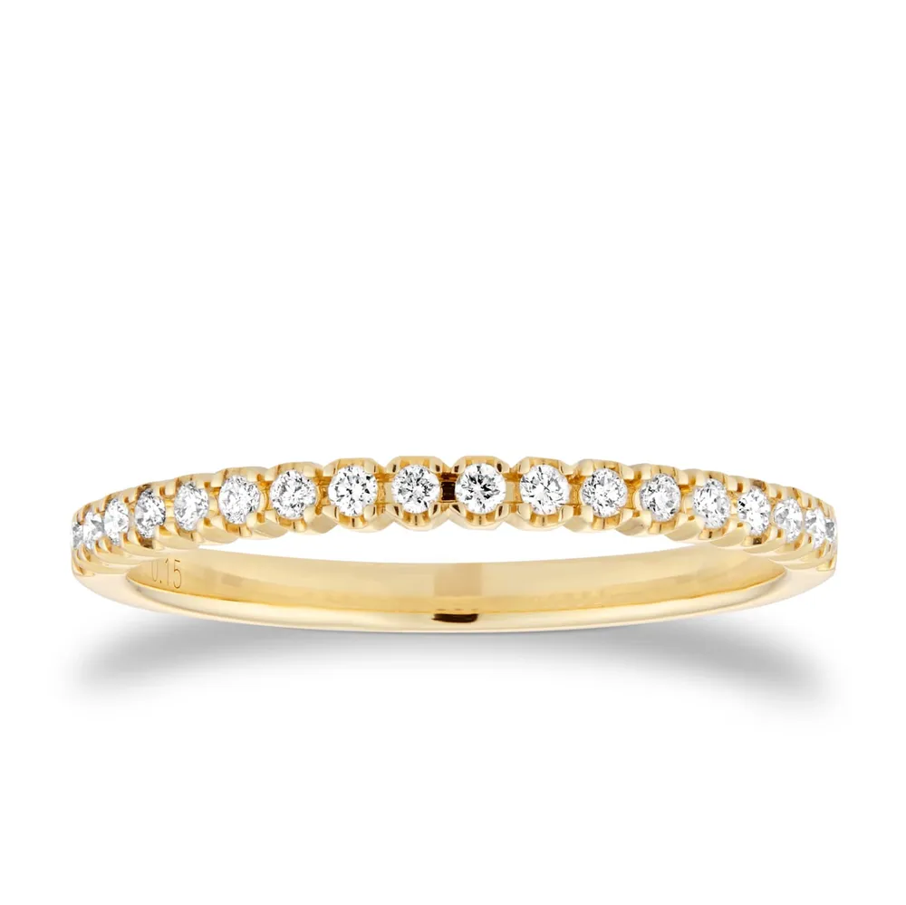 9ct Yellow Gold 0.15cttw Diamond Stacker Eternity Ring