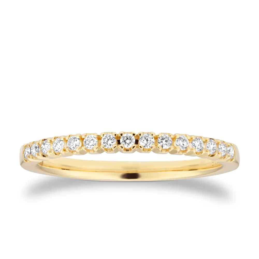 9ct Yellow Gold 0.15cttw Diamond Stacker Half Eternity Ring