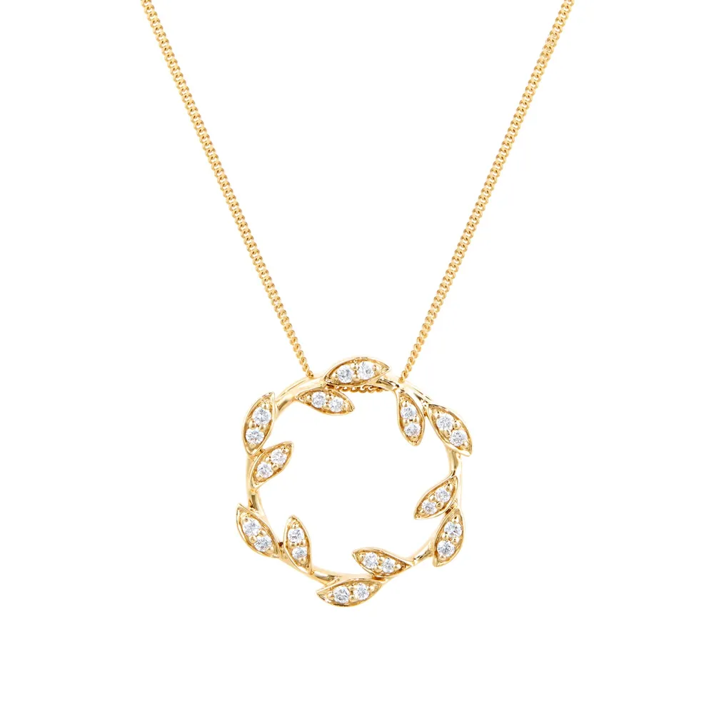 9ct Yellow Gold 0.15cttw Open Floral Pendant