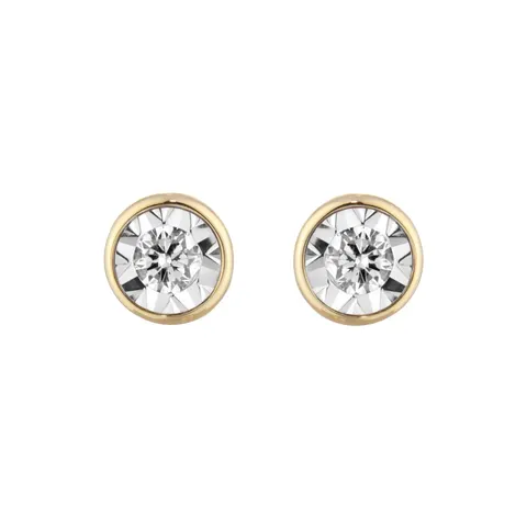 Goldsmiths 9ct Yellow Gold 0.16cttw Diamond Birthstone Stud Earrings