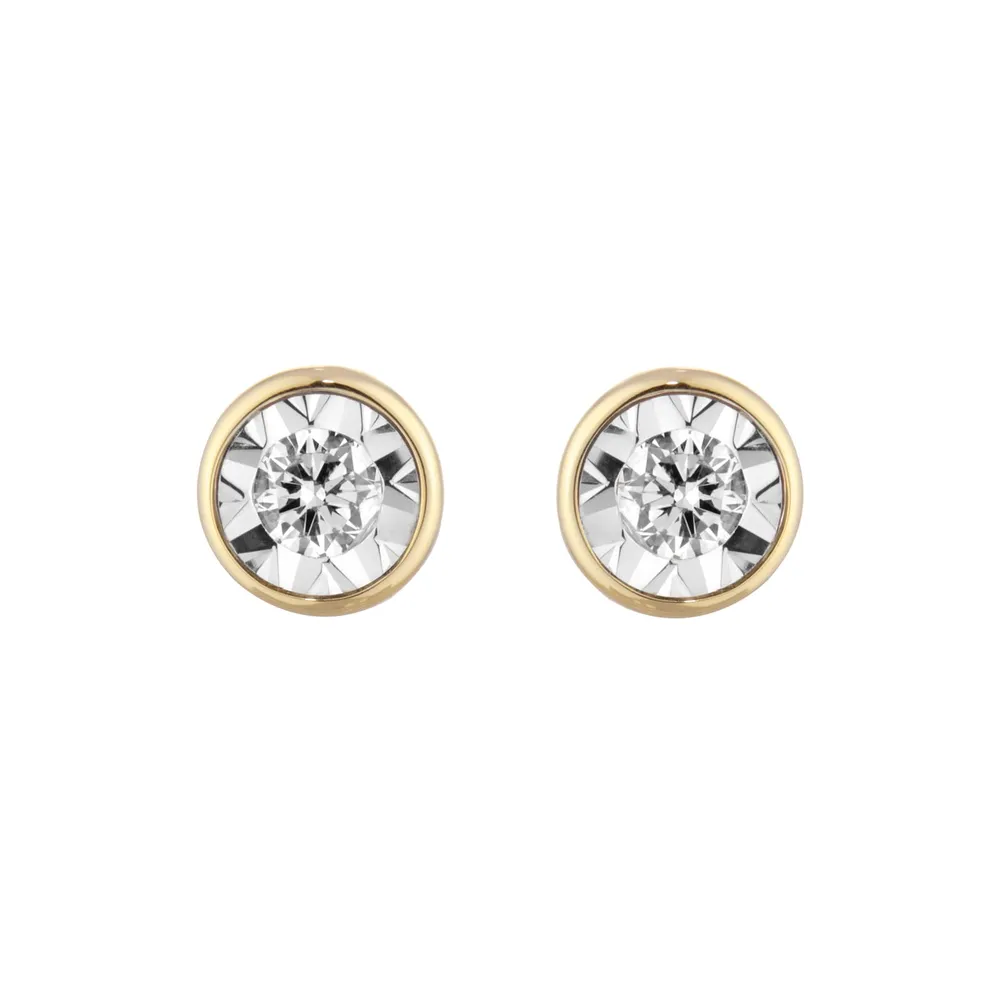 9ct Yellow Gold 0.16cttw Diamond Birthstone Stud Earrings