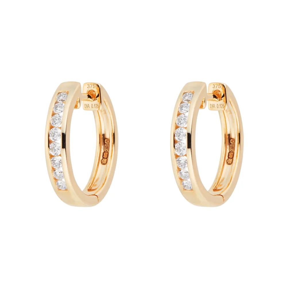 9ct Yellow Gold 0.25ct Channel Set Hoop